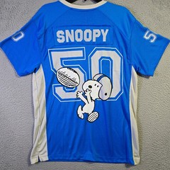 Snoopy Peanuts Football NFL Jersey Shirt Mens Medium Blue Charlie Brown 50 NWT