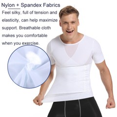 Men’ Slimming Body Shaper Compression Shapewear T-Shirt With Hook/Zipper Vest US