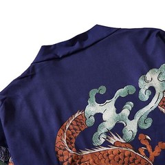 Niepce Men’s Flying Dragon in The Clouds Graphic Japanese Kimono Cardigan