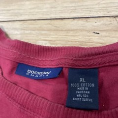 Dockers Khakis T Shirt Men XL Red Retro Laundry Finish Vtg 90s Spellout Tee XL