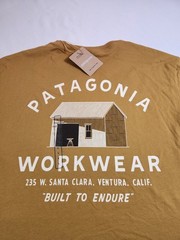 Patagonia Shirt Men’s Large Bobcat Brown Short Sleeve Cotton For Change New, NWT