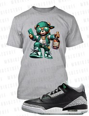 Henny Bear Streetwear Pro Club Shaka Tee to Match J3 Green Glow Sneaker Hip Hop
