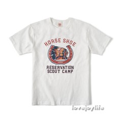 NON STOCK US Retro Heavy Cotton T-Shirt Painted Chieftain/Horse Shoe Basic Tee