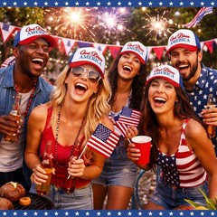 4 Pack 250th Anniversary Patriotic Hats Bulk Adjustable 4th of July Trucker H…