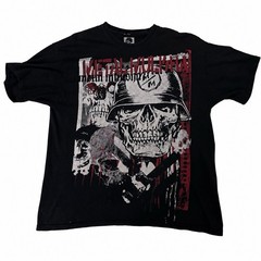 Y2K MetalMulisha Skull HelmetT Shirt Mens XLBlack Red WhiteMoto Graphic Tee
