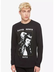 David Bowie Mens Black & White Santa Monica 1972 Long-Sleeve Shirt New 2XL