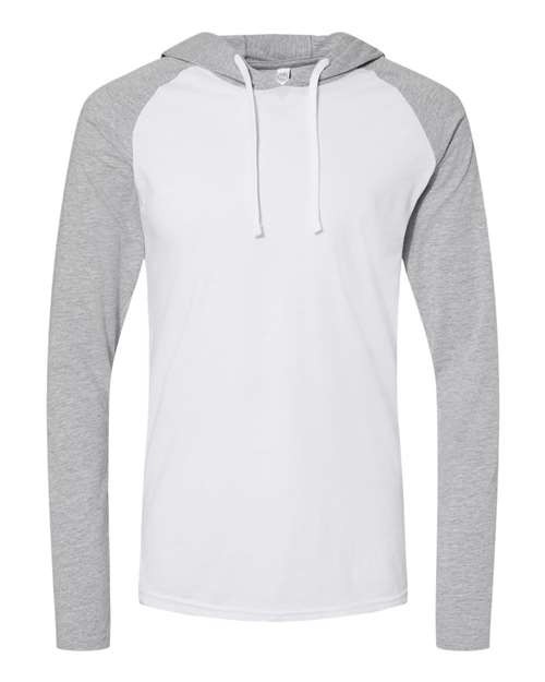 LAT Men’s Fine Jersey Hooded Long Sleeve Raglan T-Shirt 6917