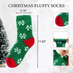 3 Pairs Cute Christmas Fluffy Fuzzy Socks Women Winter Warm Cozy Home Wear