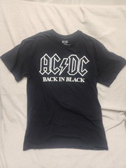 AC/DC Black T-Shirt Back In Black Graphic Band Rock Short Sleeve Men