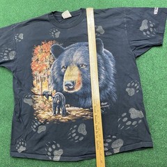 Vintage Bear Nature Shirt Mens XL Black 90S All Over Print Wisconsin USA MADE