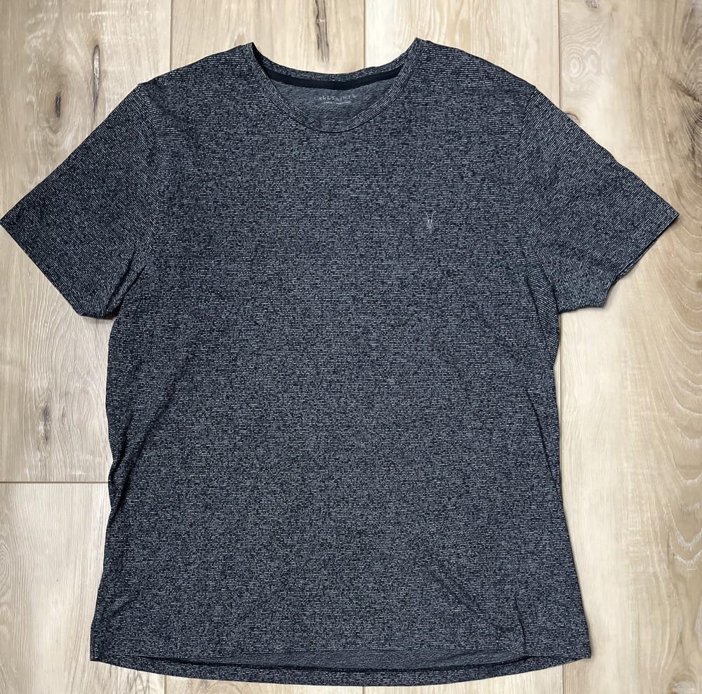 AllSaints Mens Tonic Crew Neck Ramskull T-Shirt Marled Black Size XL