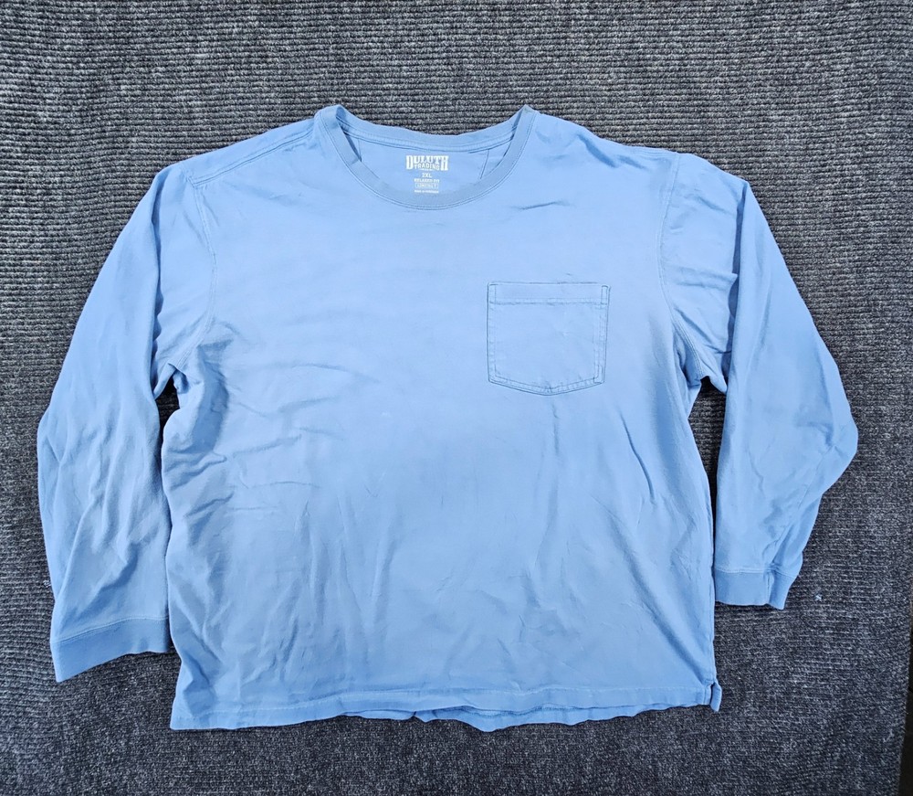 Duluth Trading Co Longtail T Shirt Mens 2XL Blue Cotton Relaxed Fit Crew Neck