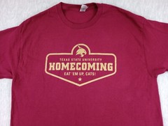 Texas State Bobcats T Shirt Adults Sm Maroon Gold Homecoming Eat’Em Up, Cats!