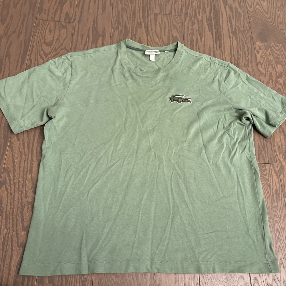 Lacoste Unisex Loose Fit Badge T Shirt Large Preppy Green Luxury Casual Organic