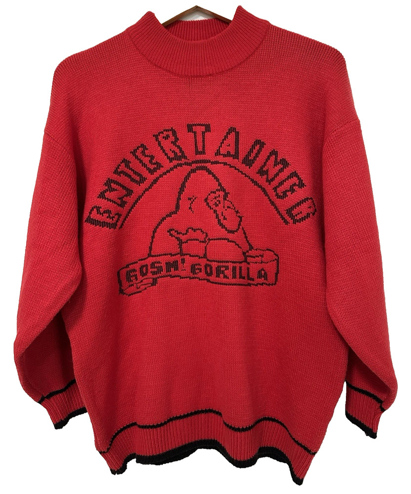 S/M Vtg 80s 90s Entertainer Gorilla 8-Bit Arcadecore Acid House Oversize Sweater
