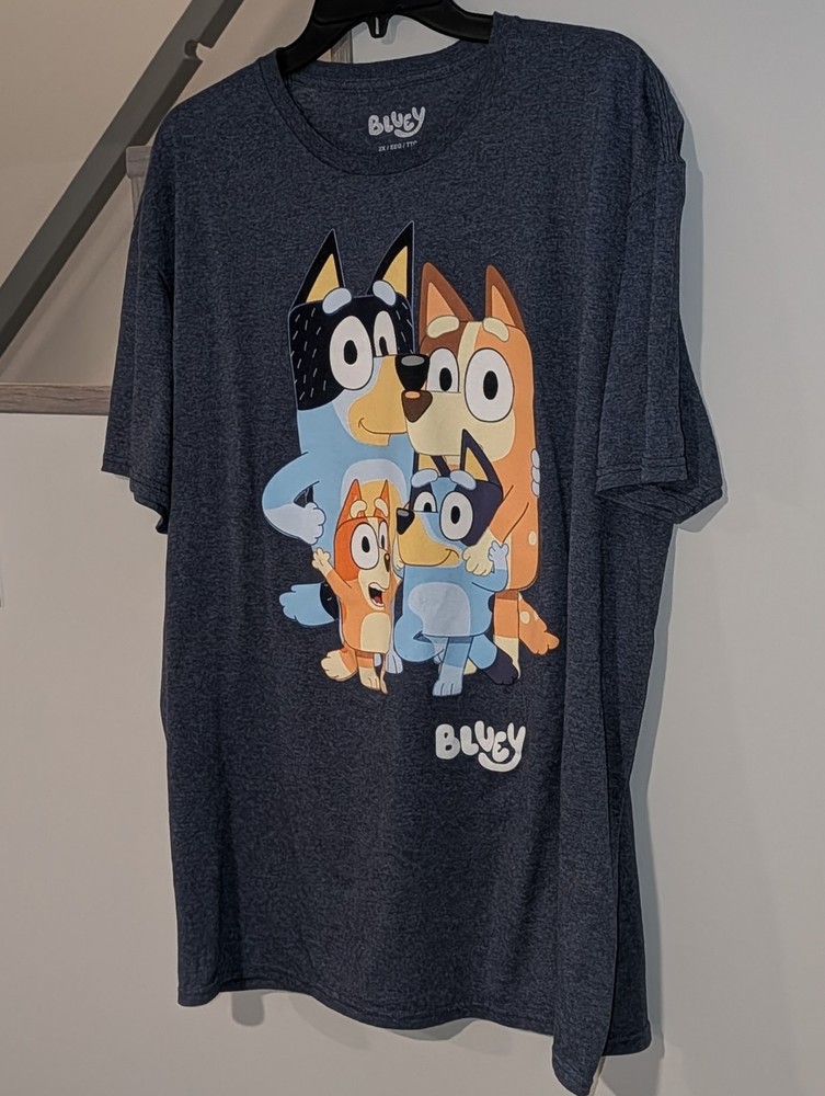 Fun Cartoon T Shirt~Bluey Bingo Bandit Chilli~Graphic Shirt~2XL
