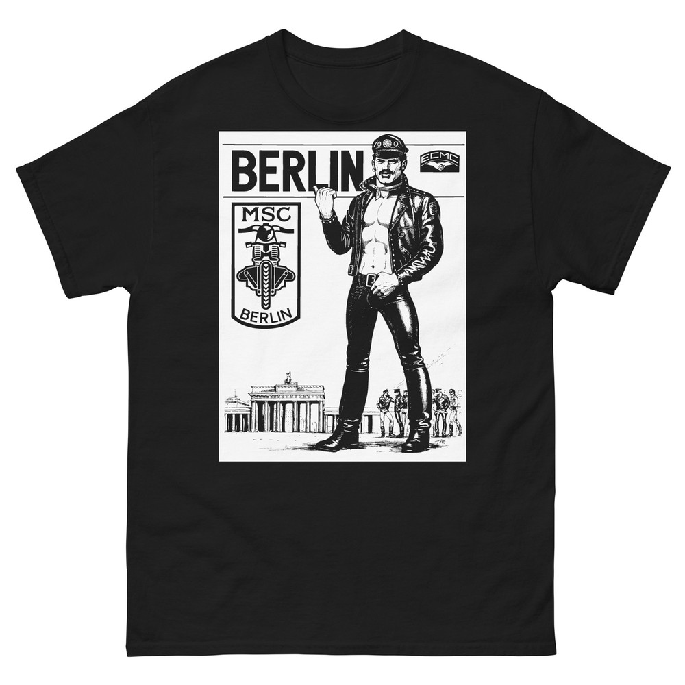 Tom of Finland Berlin Biker Gay Leather Man Fetish Art Graphic T-Shirt