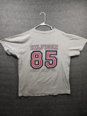 Vintage Tommy Hilfiger Jeans 85 90s Gray T-shirt USA Made Size L/XL Distressed