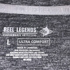 Reel Legends Men Large Hoodie Ultra Comfort L/S Performance Black Heather EUC