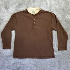 CE Schmidt Workwear Henley Shirt Mens XL Brown Waffle Knit Long Sleeve
