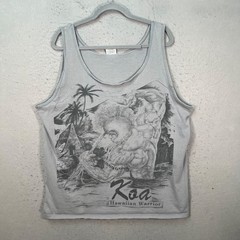 VTG Rip Curl Koa Hawaiian Warrior Graphic Tank Top Mens XL Gray Cotton USA-Made