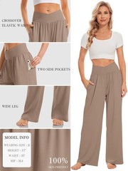 Womens Wide Leg Pants Plus Size High Waist Yoga Sweatpants Casual Loose Loung…
