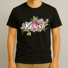 RESIST Flower Logo Floral Anti Trump Political Protest T-Shirt Unisex