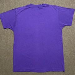 SEE PHOTOS – VTG 80s Fruit of the Loom Pocket Shirt Large Purple Single Stitch