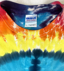 90s Vintage Mens Shirt Large Tie Dye Peace Sign Starburst Cotton Hippie