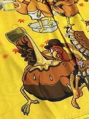 Atlanl Turkeys w/Beer Festive Thanksgiving Shirt XL Poly/Spandex Blend EUC