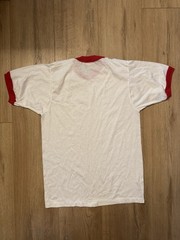 Vintage 80s Single Stitch Ringer T Shirt White Red NEW/OLD Stock Single Stitch