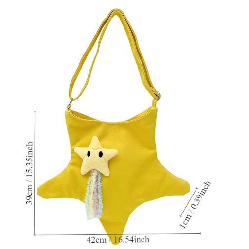1pc Star Shaped Cross Body Bag Multi Functional Canvas Shoulder Bag Comfortable