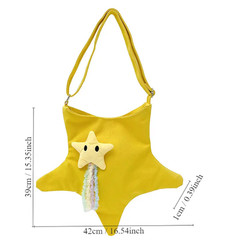 1pc Star Shaped Cross Body Bag Multi Functional Canvas Shoulder Bag Comfortable
