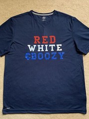 NEW AW DriWorks RED WHITE & BOOZY Performance T Shirt Tee NAVY BLUE LARGE MS $40