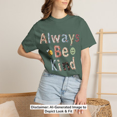 Always Be Kind T-shirt Premium Comfort Colors Tee Floral Letters Bee CottageCore