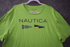 Nautica Shirt 2XL Green Blue Flags Graphic Cotton Sailing Competition Nautical