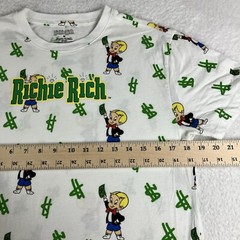 Richie Rich Money Logo Graphic T-Shirt Size Medium Dollar Sign Green Cartoon EUC