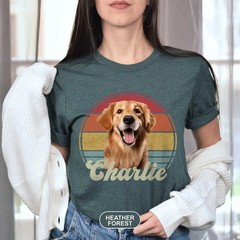 Custom Pet Photo Comfort Tee Retro Style Dog Personalized Pet Lover Gift