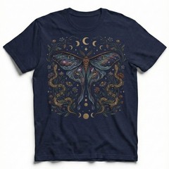 Luna Moth Galaxy Roses T-Shirt Witchy Gothic Celestial Boho Night Sky Gift Tee