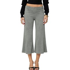 Gaucho Pants for Women Fold Over Flowy Low Rise Wide Leg Capri Pants Casual S…
