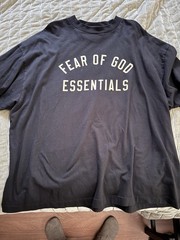 ESSENTIALS Fear of God Black Logo Crew Neck Short Sleeve T-Shirt Men L/XL