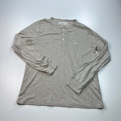 Abercrombie and Fitch Henley Shirt Mens Medium Beige Lightweight Preppy