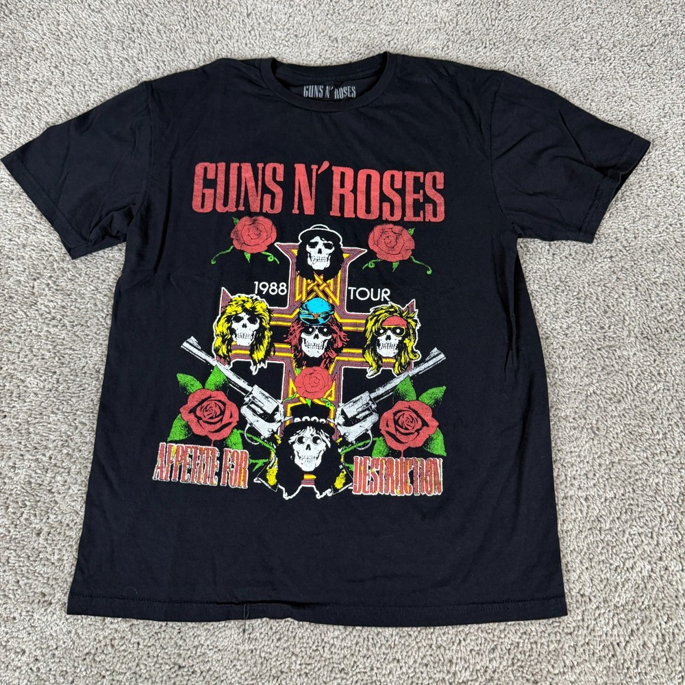 Guns N Roses Shirt Mens M Black Band Tee Rock Appetite For Destruction Album