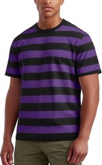 Mens Short Sleeve Striped T Shirt Casual Cotton Stretch Tee for Summer Layering