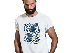 Retro Botanical Birds T-Shirt, Folk Art Bird Shirt, Vintage Nature Tee, Cottagec