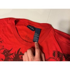 Y2K VTG AOP Grunge Red Skull Snake Skater T Shirt Mens M (fit like L) Emo Goth