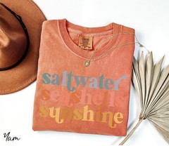 Comfort Colors® Saltwater Seashells Sunshine Shirt, Beach Vibes Shirt, Summer Sh