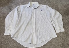 Vtg USPS Postal Service Striped Button Up Long Sleeve Flying Cross Union Made #1