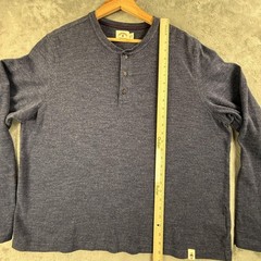 Brooks Brothers Red Fleece Shirt Mens 2XL Blue Henley Long Sleeve Knit Heather