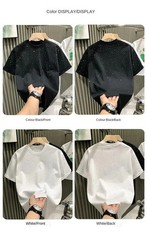 New Men Women Luxury Diamond Rhinestones Black White T-Shirt High Quality
